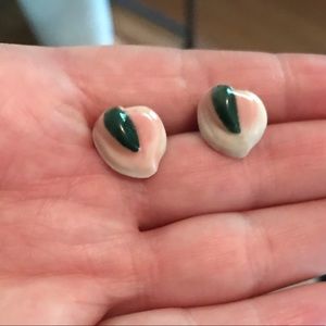 Vintage Peach Ceramic Post Earrings 🍑